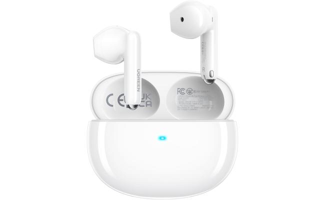 UGREEN WS201 HiTune H5 Headphone Semi-in-ear Earphone, Bluetooth 5.3, 4 Mics Noise Cancelling Headset, 26H Play Time Fast Charging, 13.6mm Large Driver, Lightweight IPX5 Waterproof Game Mode - White